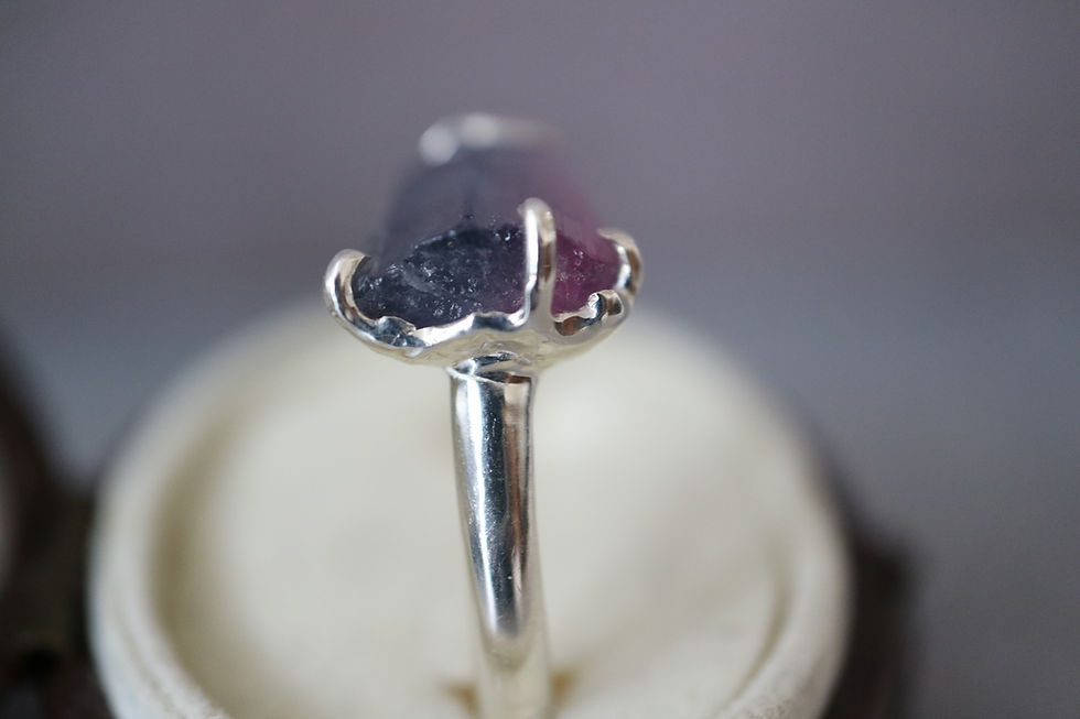 サムネイル： Rough tourmaline SV925 Ring -Magic hour- (25RS-05)