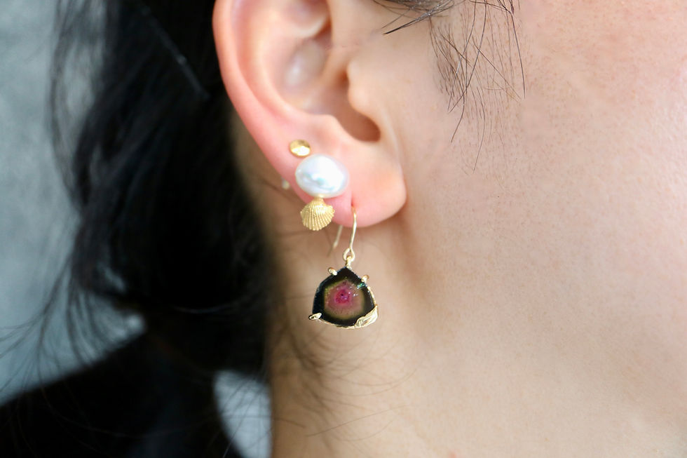 サムネイル： Shellfish and Pearl  K10Pierced Earring -B- (23PCOM-B(Si))