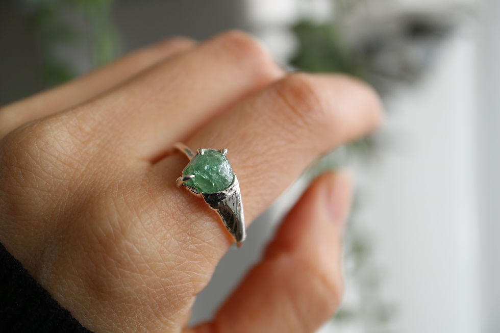 Thumbnail: Rough tourmaline SV925 Ring-Marine blue-（25R-06)