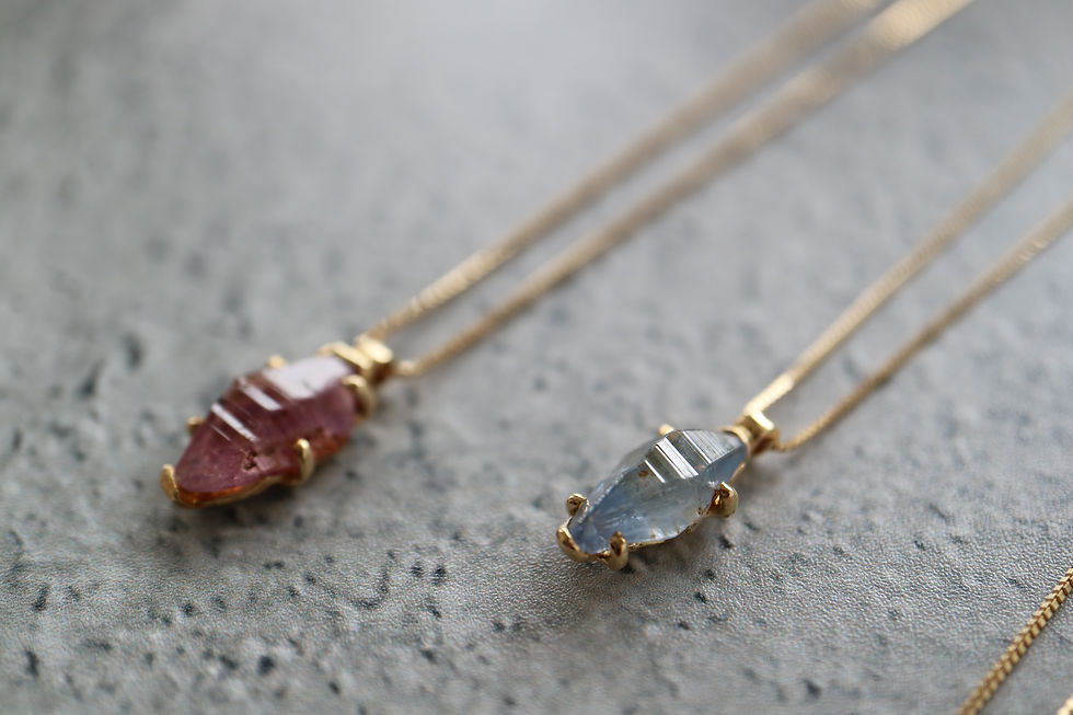 サムネイル： Rough sapphire K18 Necklace -Light blue- （20N-09）