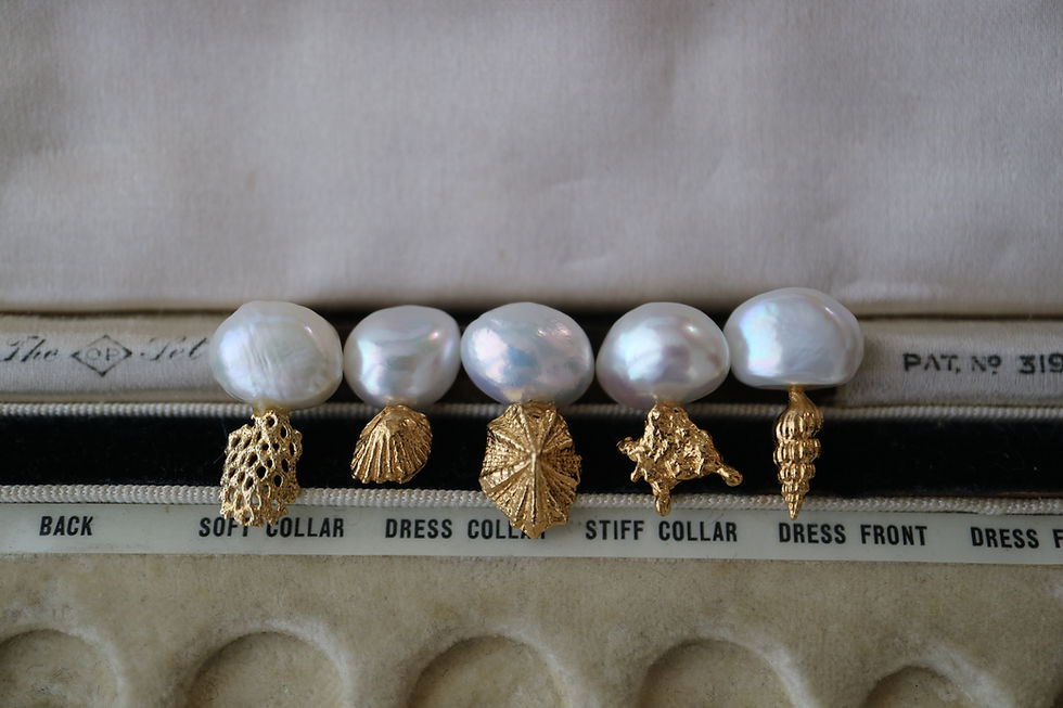 サムネイル： Shellfish and Pearl  K10Pierced Earring -B- (23PCOM-B(Si))