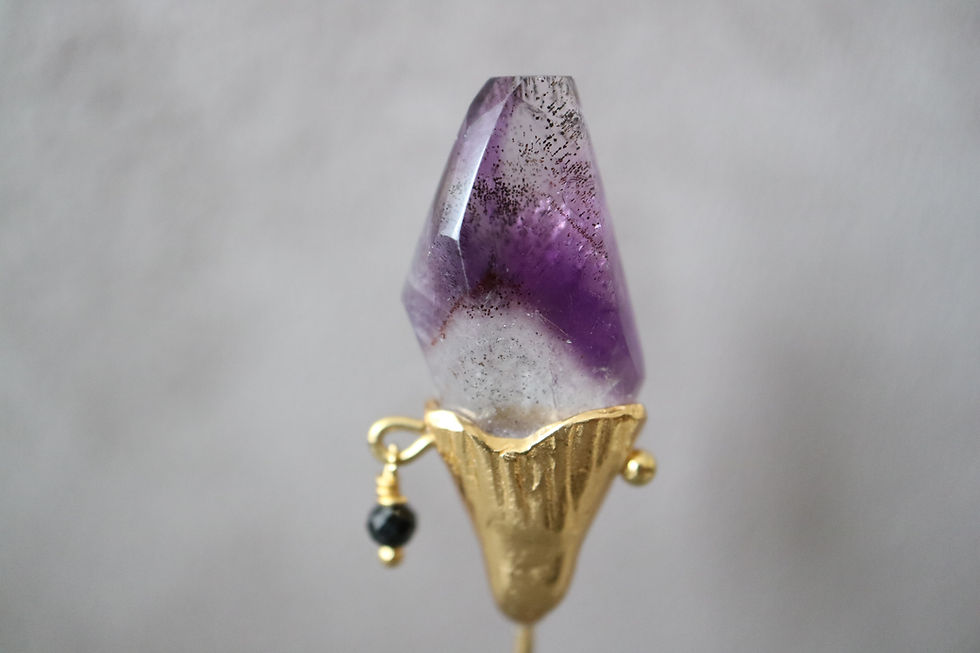 Thumbnail: Amethyst pin brooch with Black spinel (25BR-22)