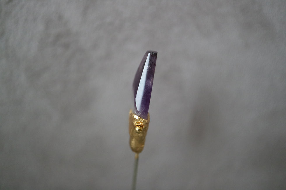 Thumbnail: Amethyst pin brooch with Black spinel (25BR-22)