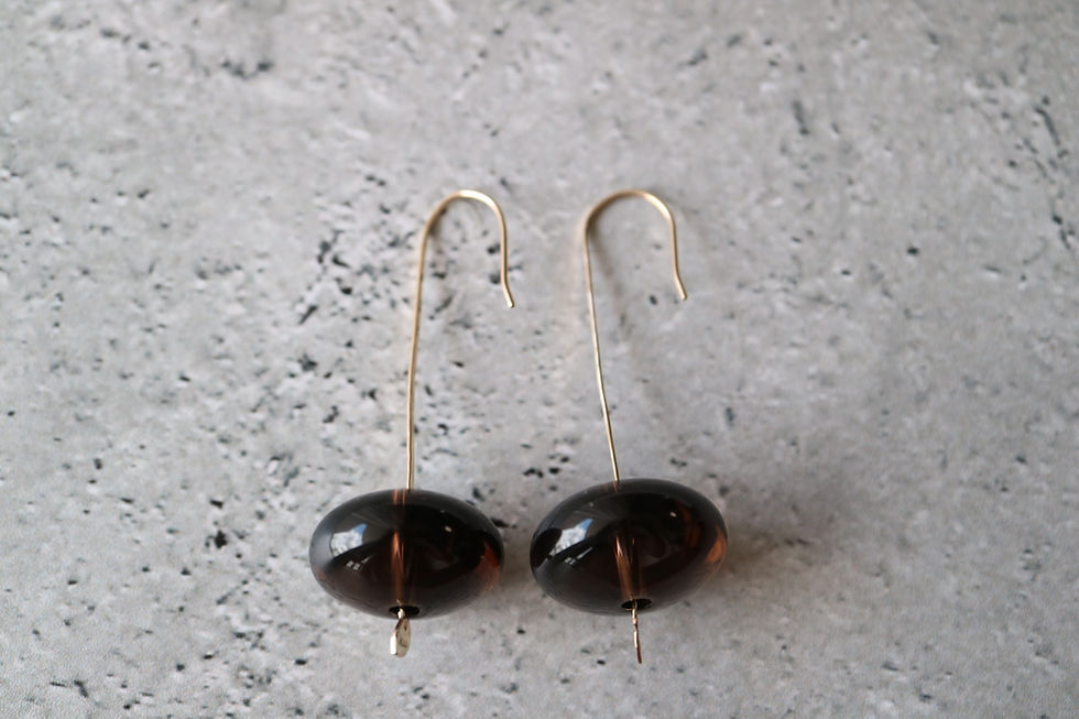 Thumbnail: Smoky Quartz K10  Pierced Earrings (24P-18)