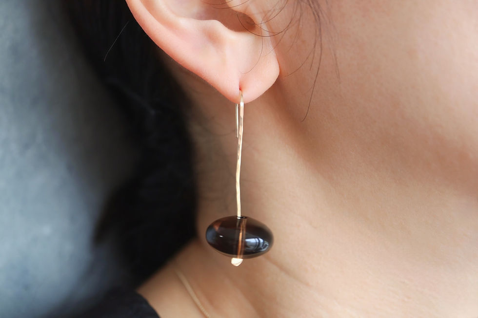 Thumbnail: Smoky Quartz K10  Pierced Earrings (24P-18)