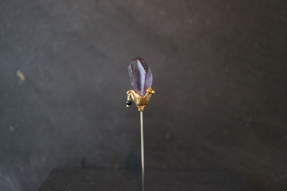 Thumbnail: Amethyst pin brooch with Black Spinel (23BR-03)