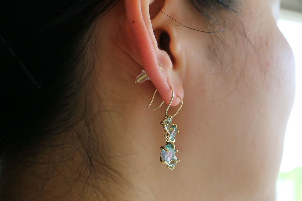 サムネイル： Watermelon tourmaline and Green amethyst　K10 Pierced Earrings (24P-01)