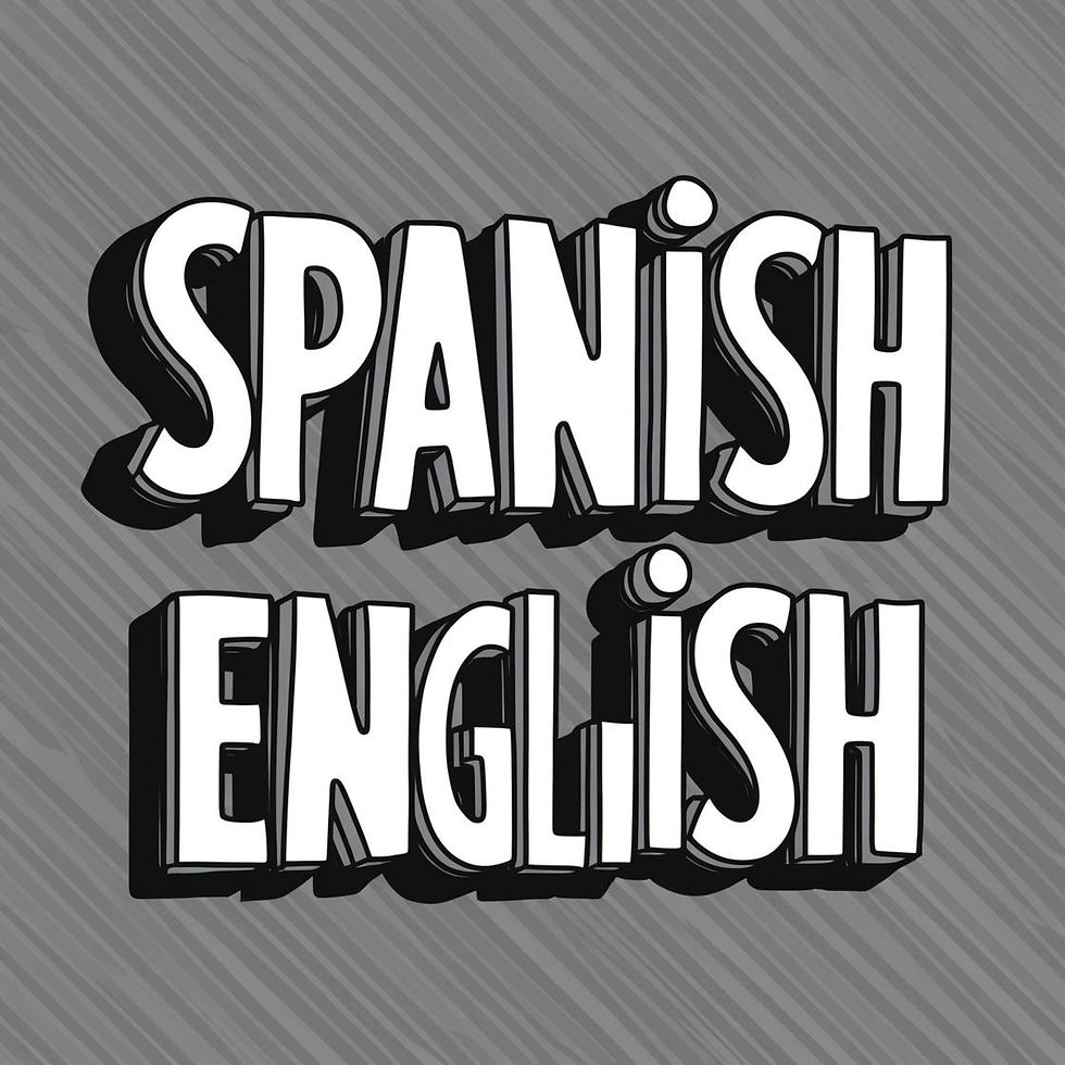 A basic cartoon picture of spanish and english with a transparent background. The picture