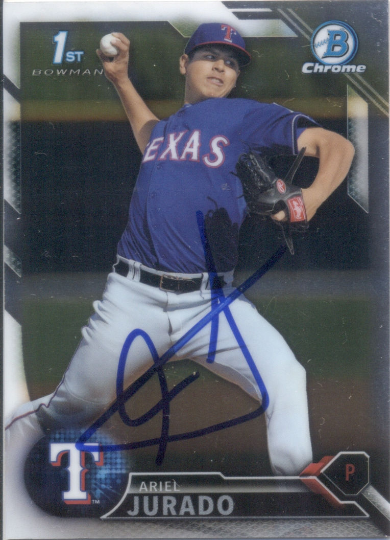 2016 Bowman Chrome Prospects BCP48 Ariel Jurado Rangers Autografiada