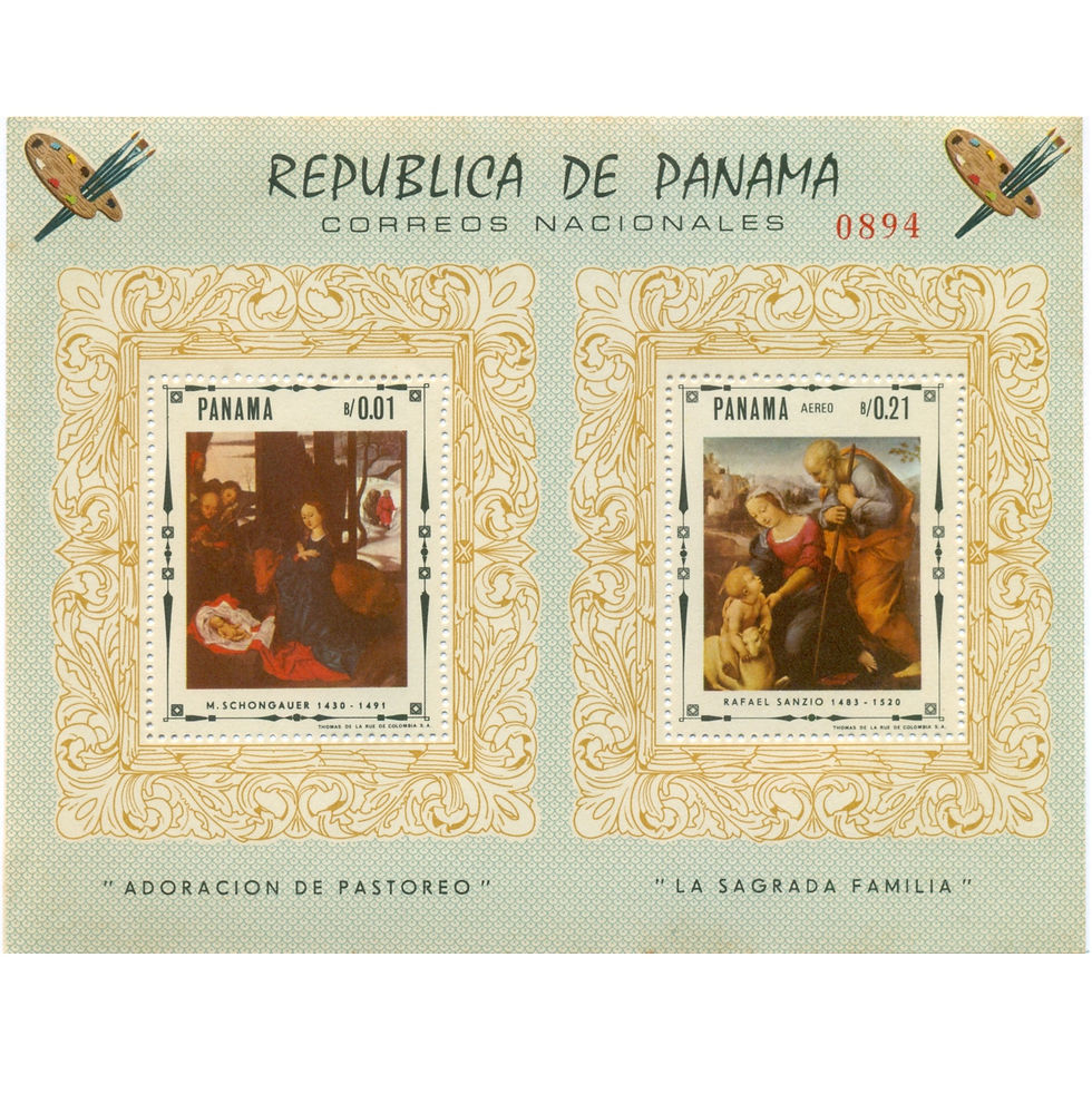 Miniatura: Hoja Souvenir de 2 sellos perf. de Pinturas Schongauer y Rafael (Scott 482F)