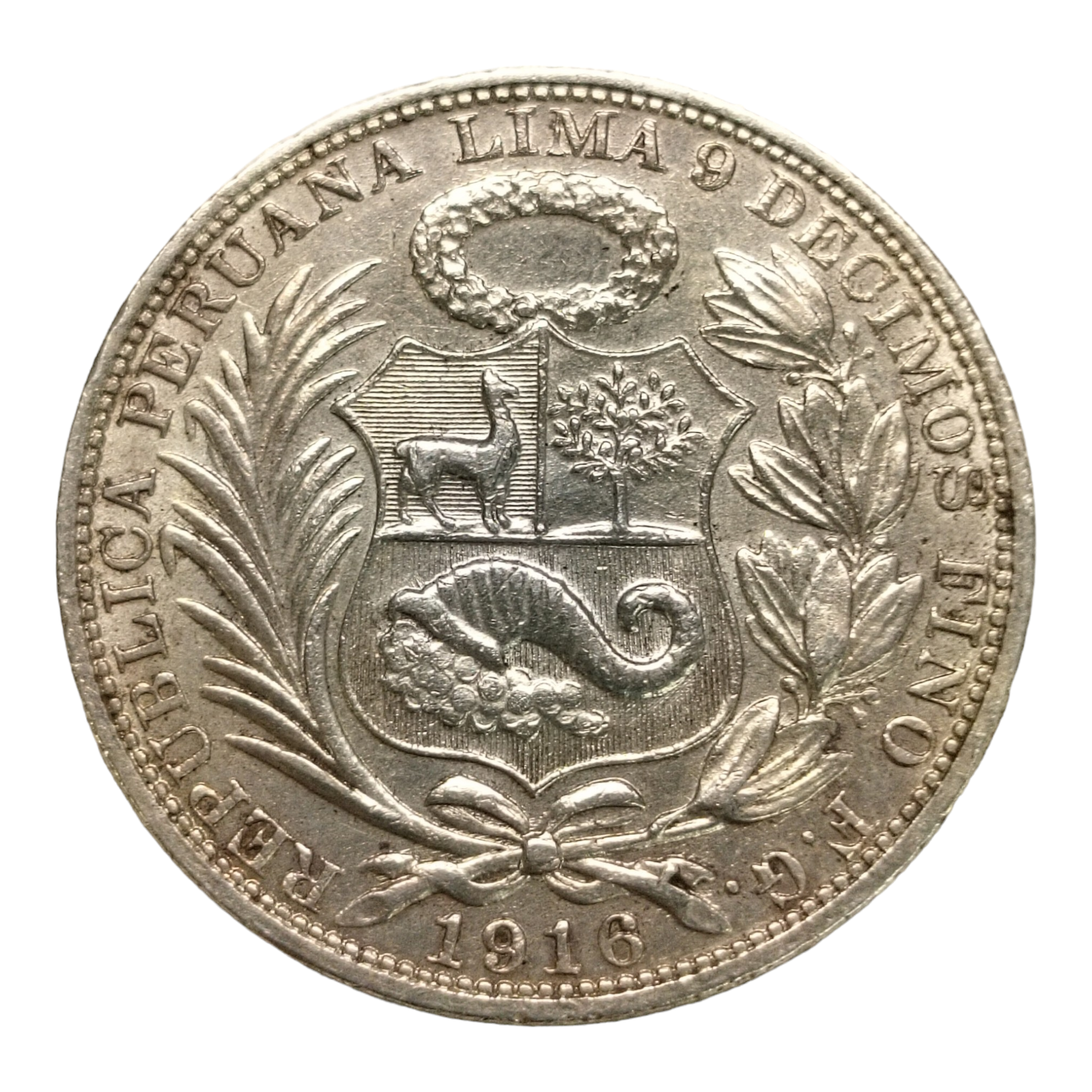Un Sol de Perú de 1916, (República Peruana), plata 0.900, Extra fina