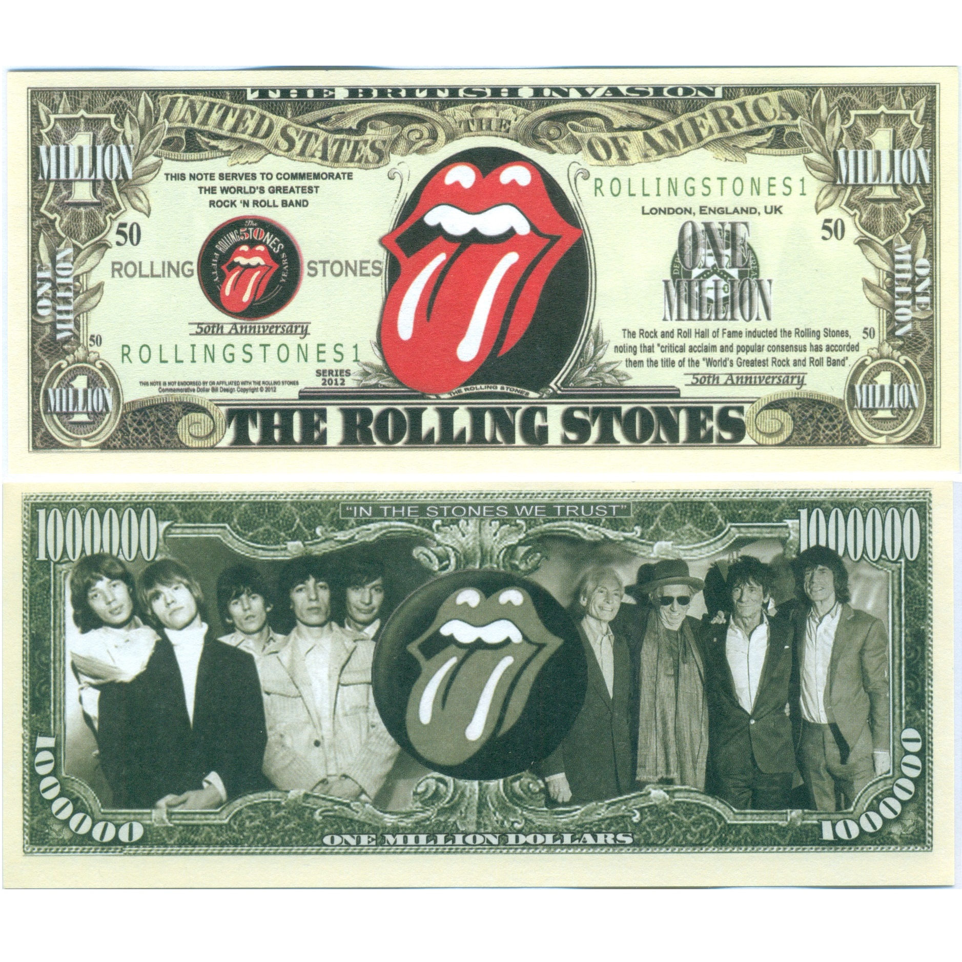 Billete alegórico a la banda de rock The Rolling Stones