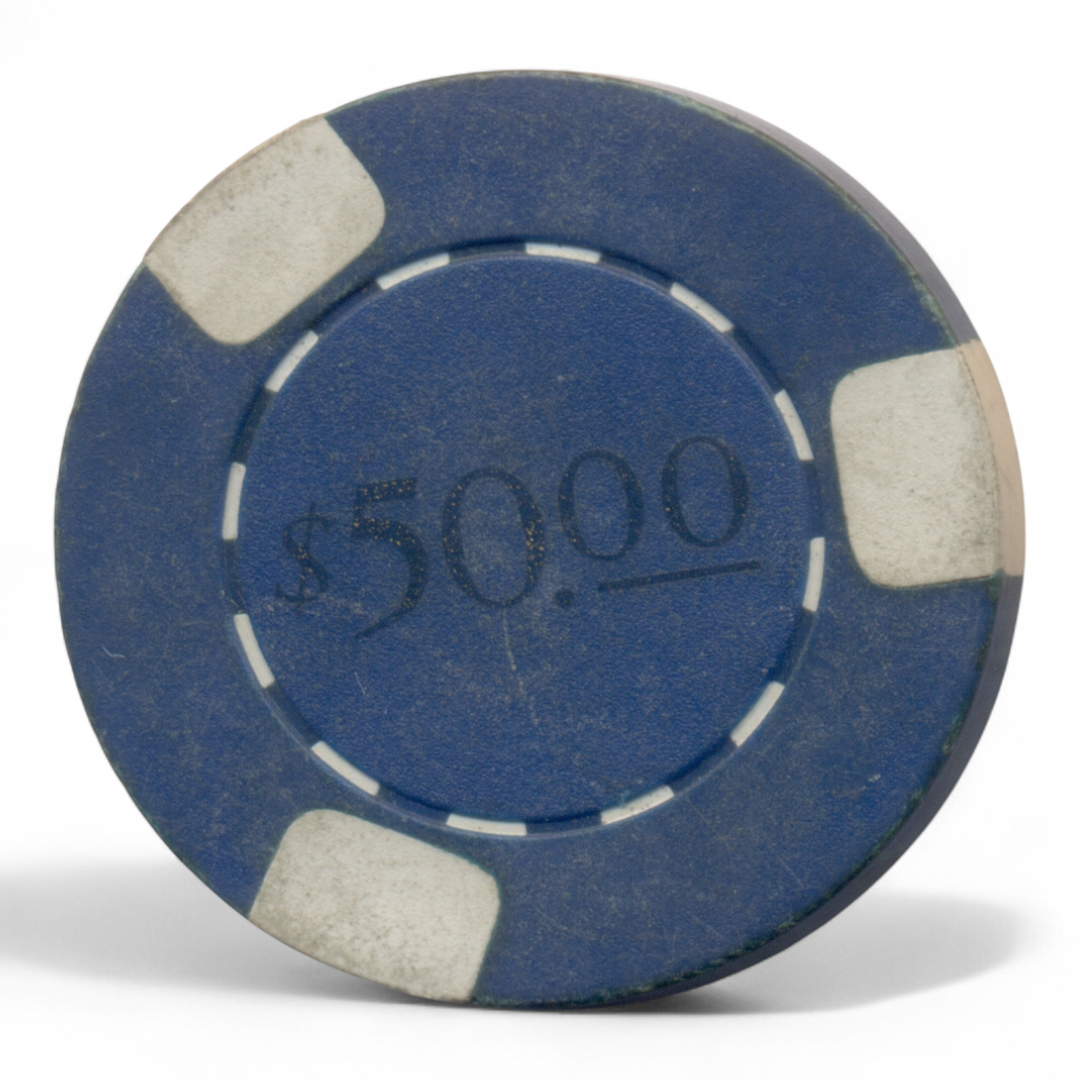 Ficha de Casino azul "$50.00" (sin texto de casino)