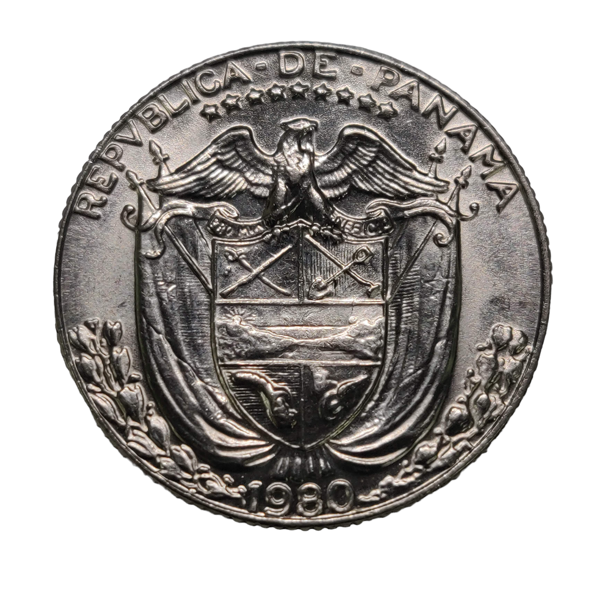 Panamá 1980, 25 centésimos de Balboa, BU, Brillante sin circular