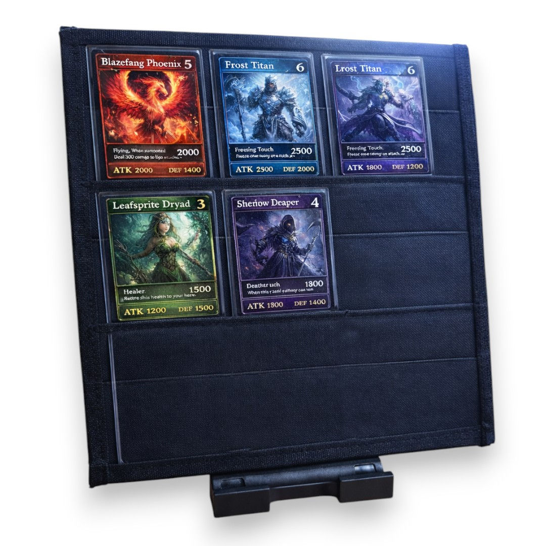 Soporte de Exhibición para Cartas TCG de 5 Niveles con Base (Panel de Tela))