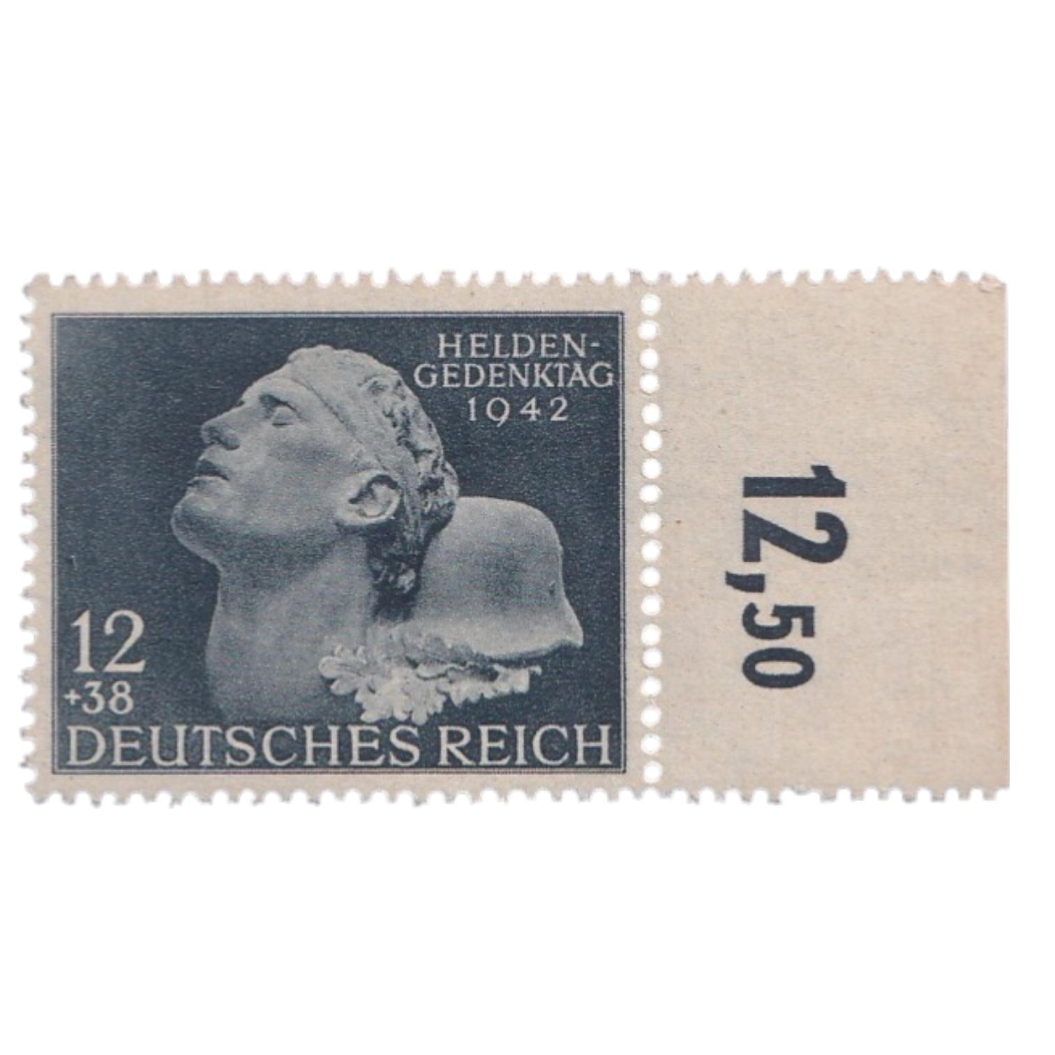 Deutsches Reich — Heldengedenktag 1942 12+38pf Sello Semipostal con Margen