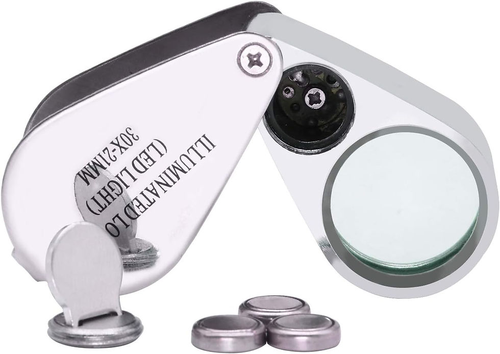 Miniatura: Beileshi Jewelers Lupa de 30x, con 2 luces LED, lupa de metal y estuche
