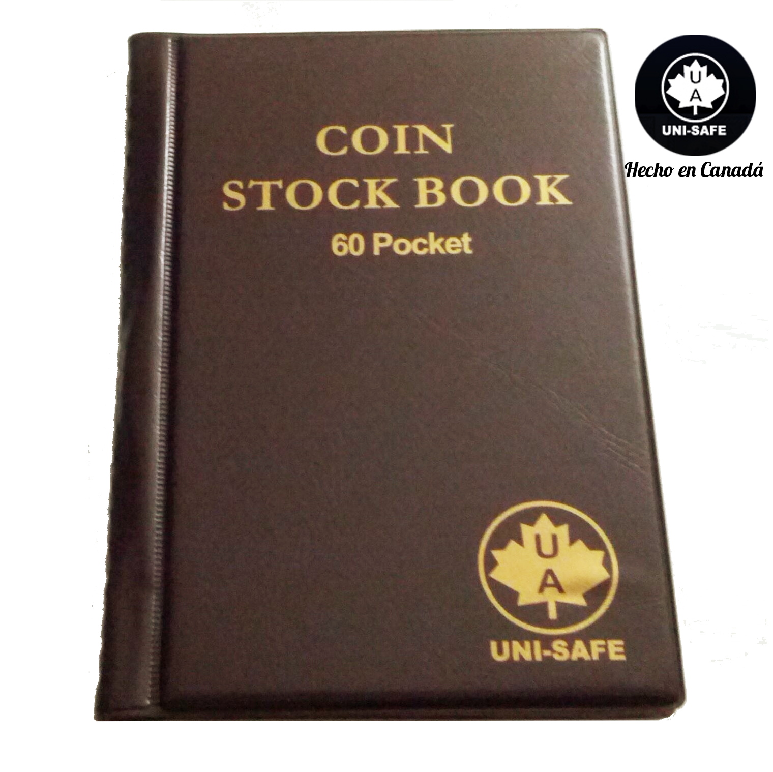 1 Álbum para monedas con 10 hojas y 60 bolsillos,  color marrón, Marca Uni-Safe