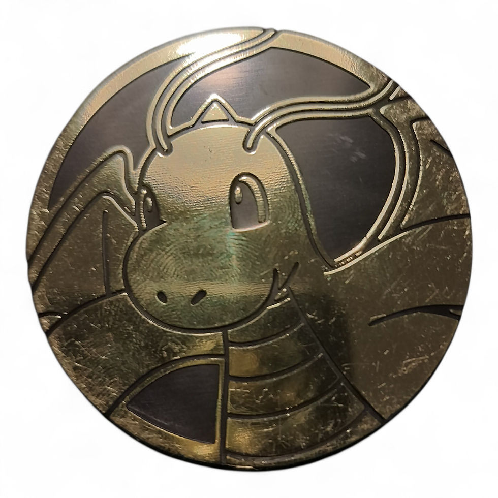 Ficha Metálica Pokémon – Dragonite, plástico/metalizada, casi sin circular