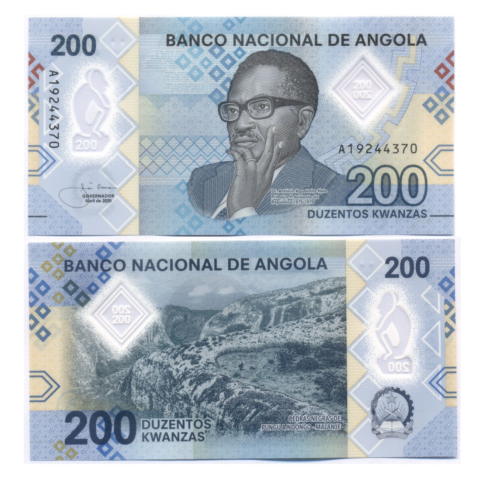 1 Billete de ANGOLA de 200 Kwanza, año 2020, UNC, condición sin circular