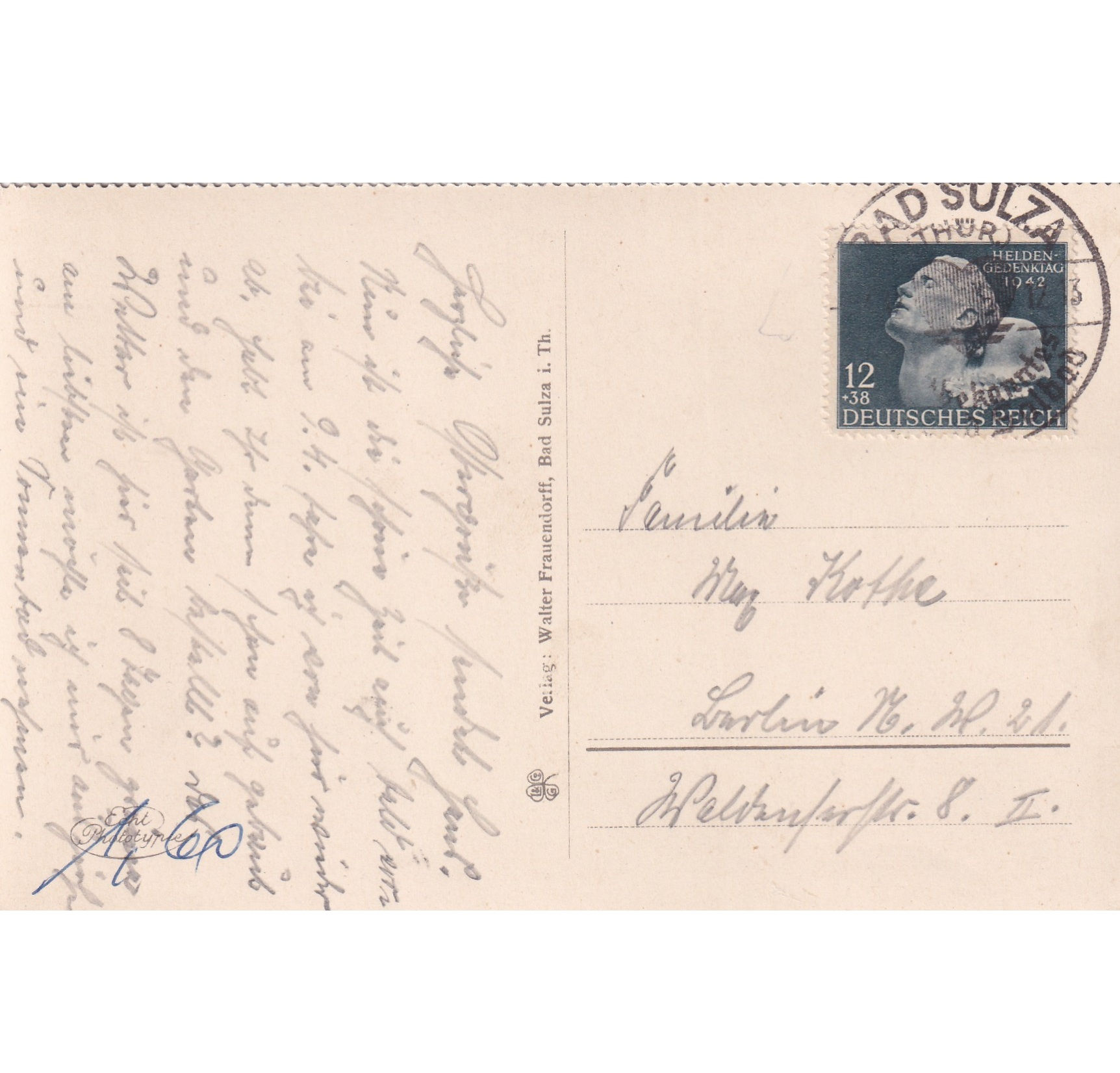 Tarjeta postal original del Deutsches Reich (Alemania), circulada EN GUERRA