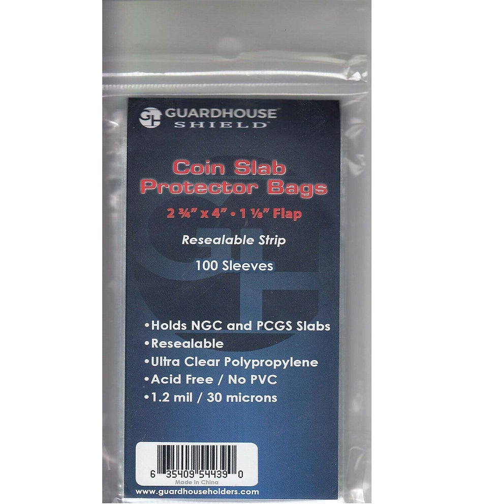 1 Paquete de 100 Bolsas protectoras para monedas certificadas, resellables