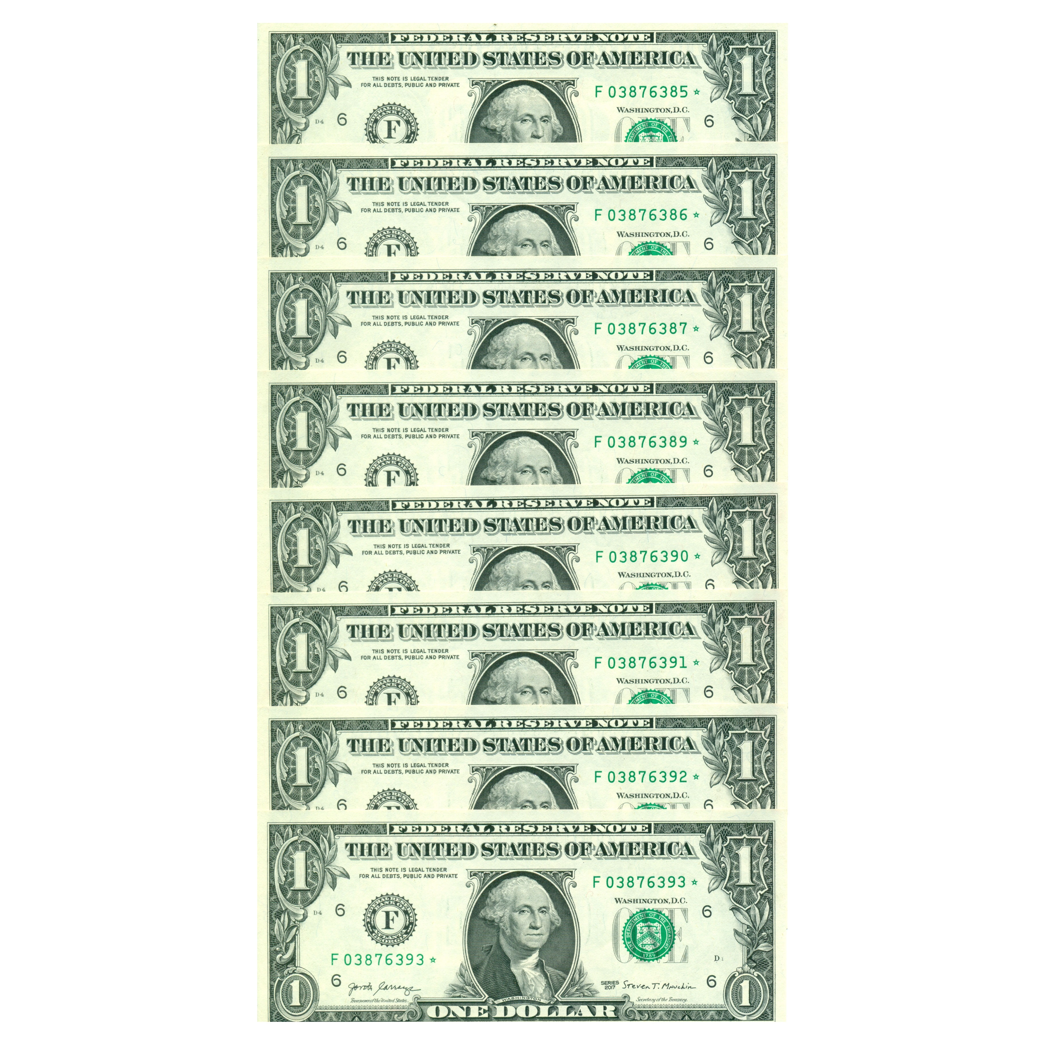 1 billete de 1 dólar con estrella o Starnotes ★★