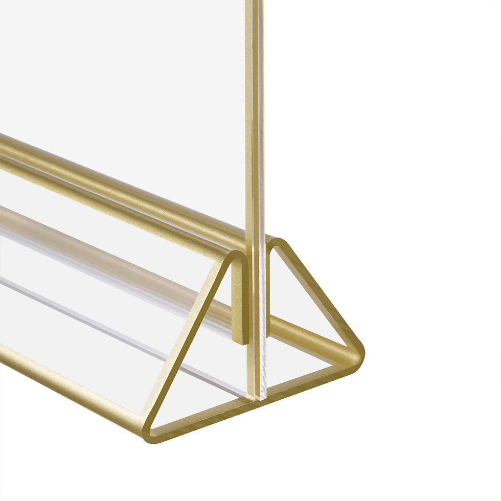 Miniatura: Exhibidor acrílico dorado de 6 x 4 pulgadas, doble cara