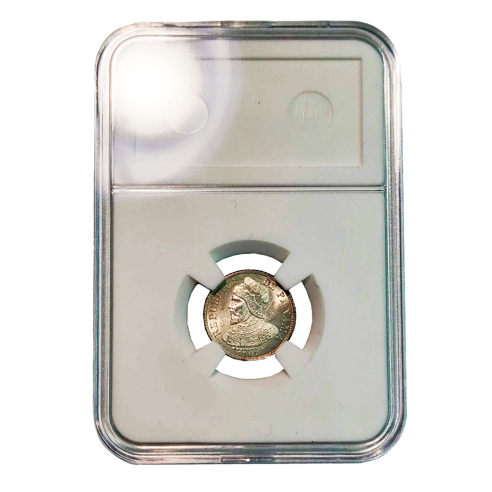 Estuche para monedas de 5 centésimos de Balboa de 1904, 18 mm de diámetro