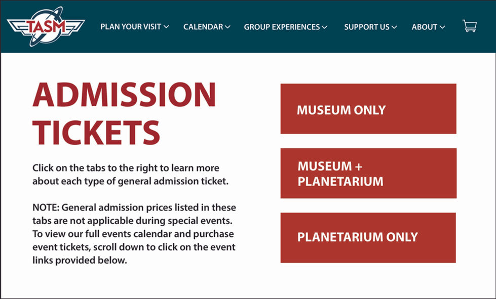 Admission Tickets Info Page