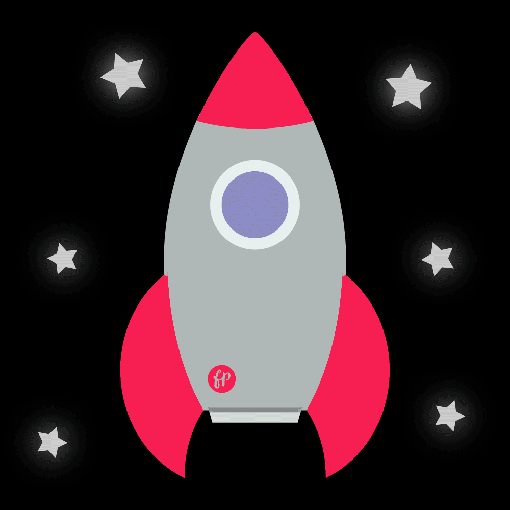 GIF advertising a childrens writing competition using a rocket blasting off out of the screen.