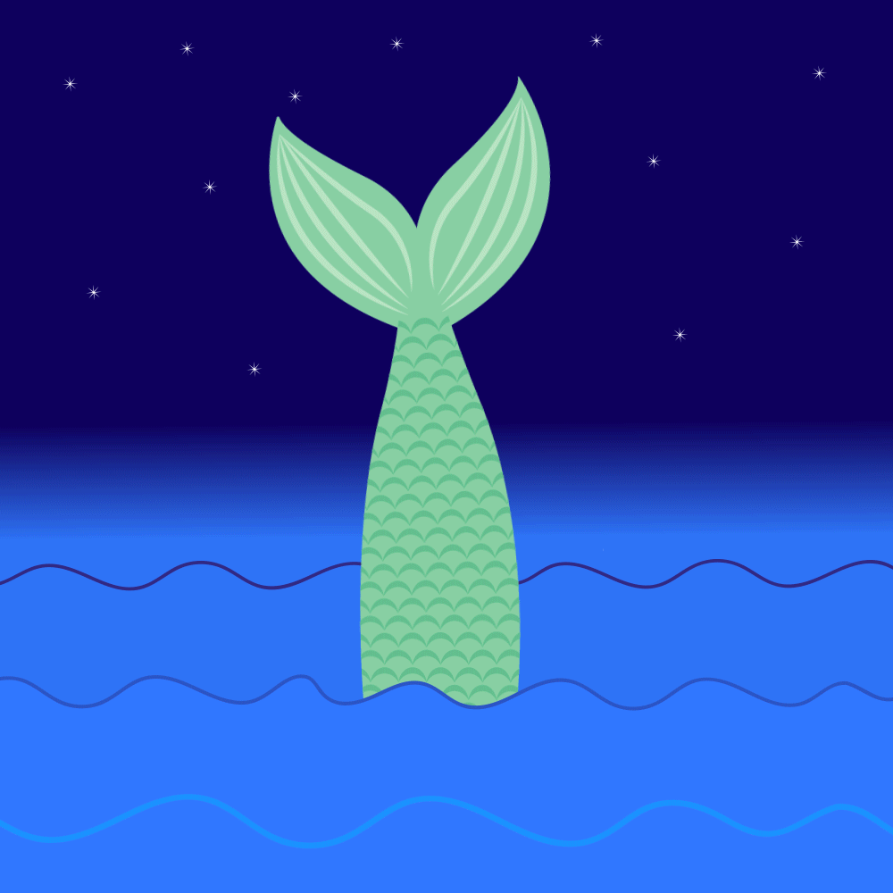 GIF advertising a childrens writing competition using a mermaid diving into the water.