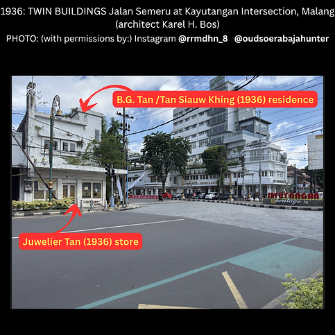 1935-1936 Twin Buildings - Juwelier Tan - Malang - Tan Siauw Khing - Karel Bos - Studio Malang - Boen Tan