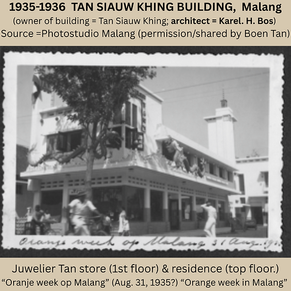 1935-1936 Juwelier Tan - Malang - Tan Siauw Khing - Karel Bos - Studio Malang - Boen Tan