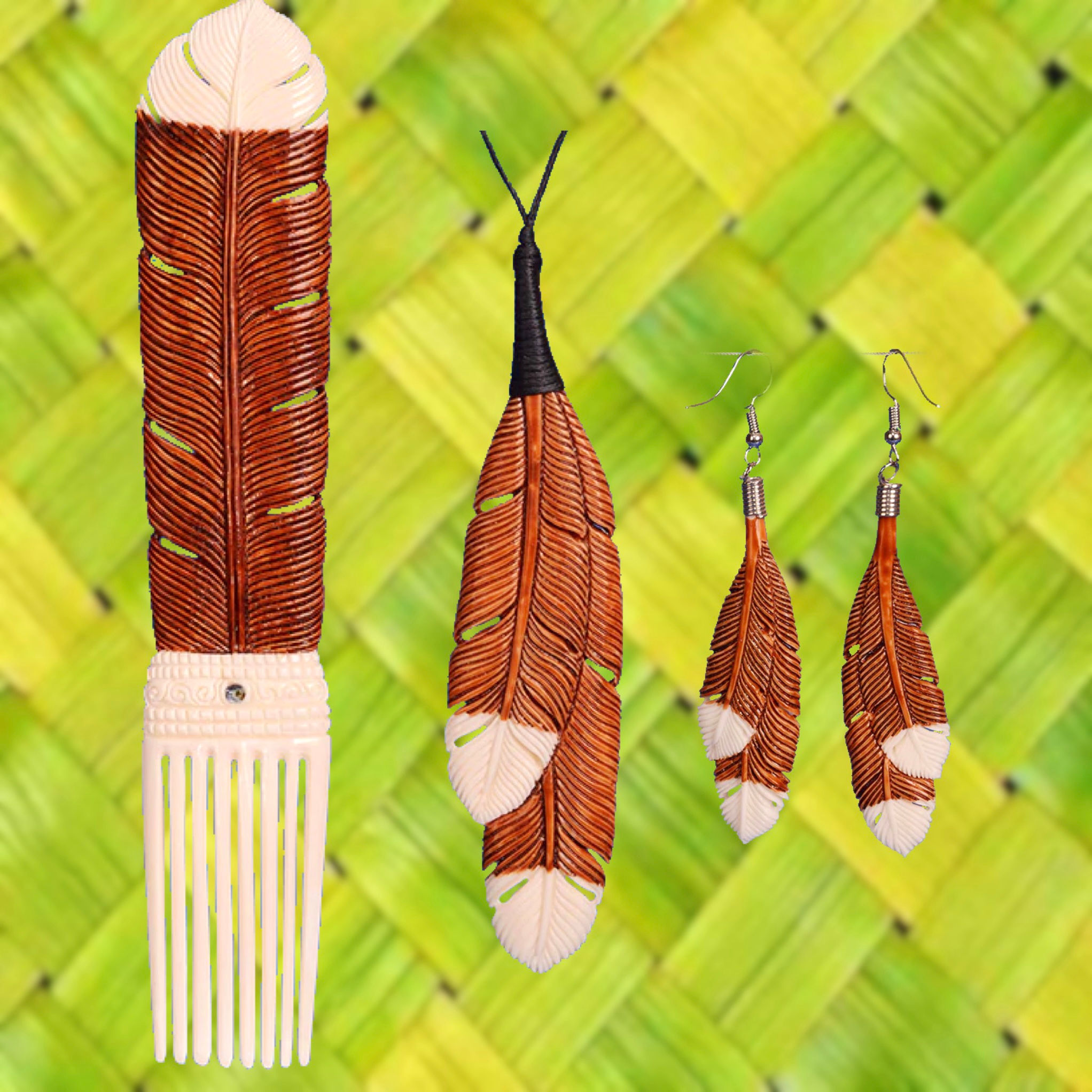 Huia Heru, Taonga and Earrings set