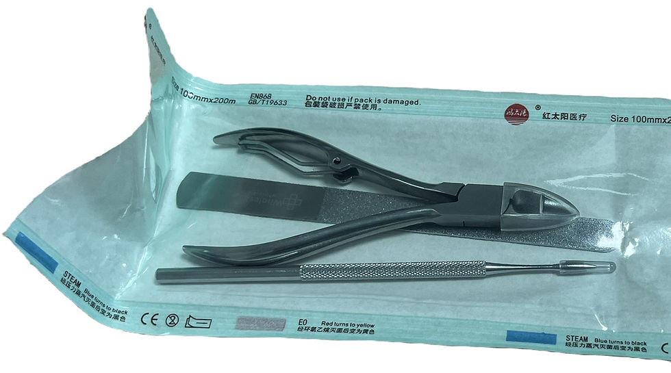 Single-use foot care tools in a sterile package