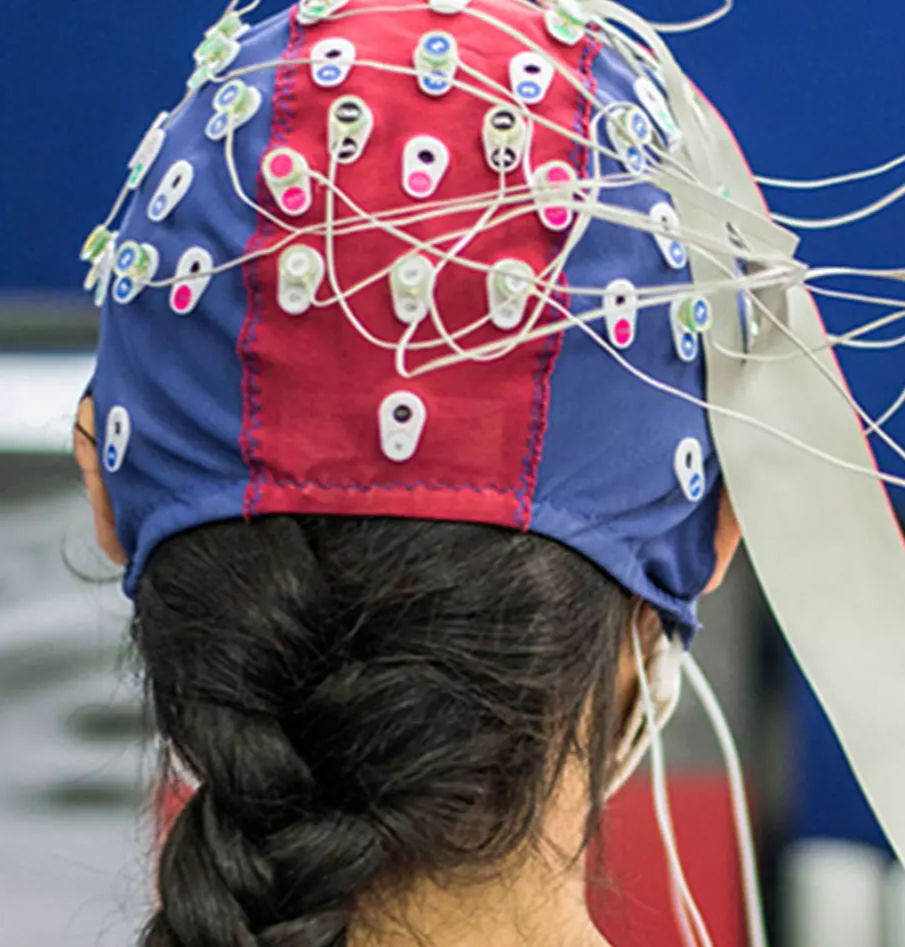 Exemple d'un casque EEG avec ses électrodes.