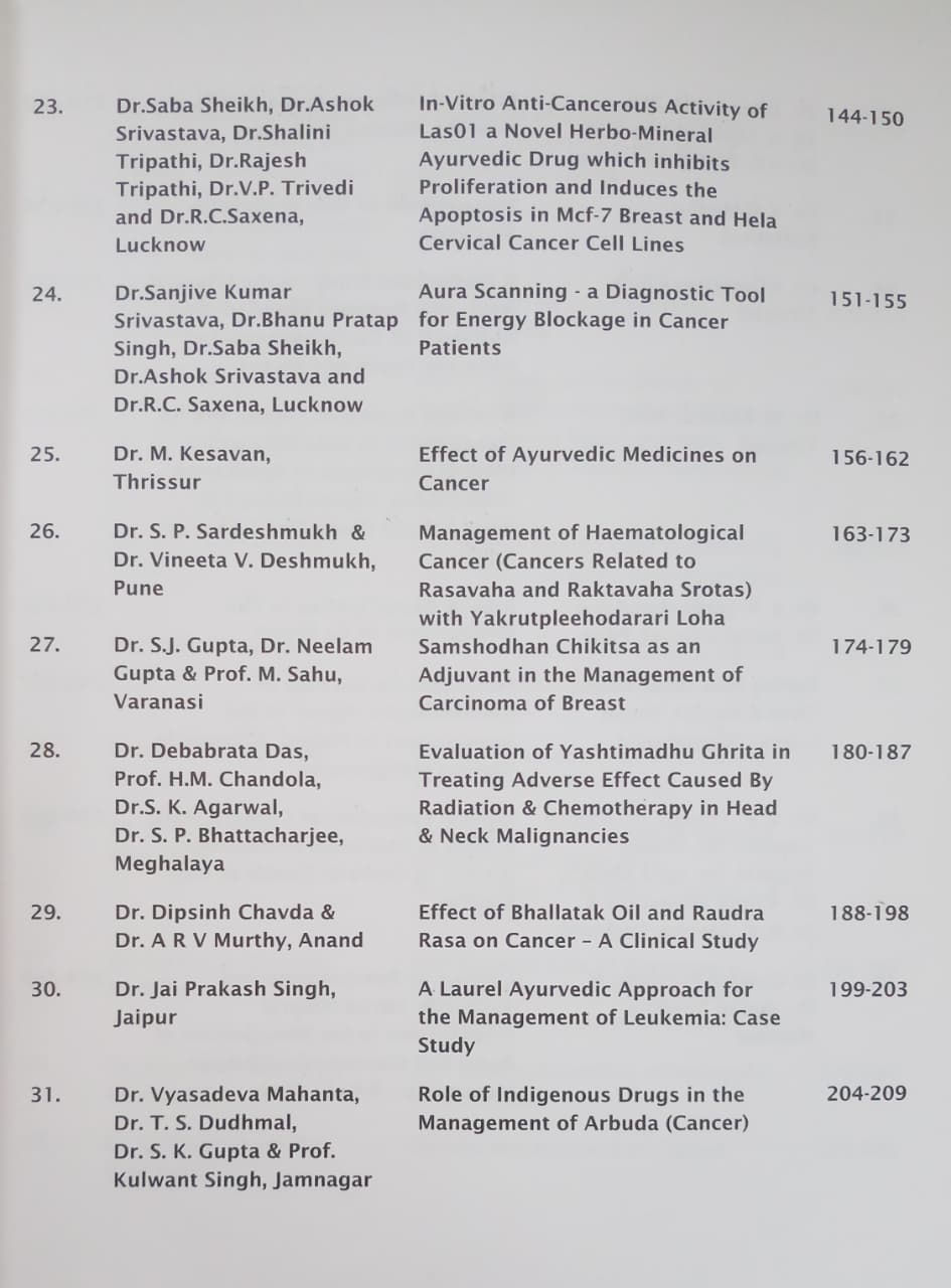 Thumbnail: National Seminar on "Management of Cancer Through Ayurveda": Research Papers