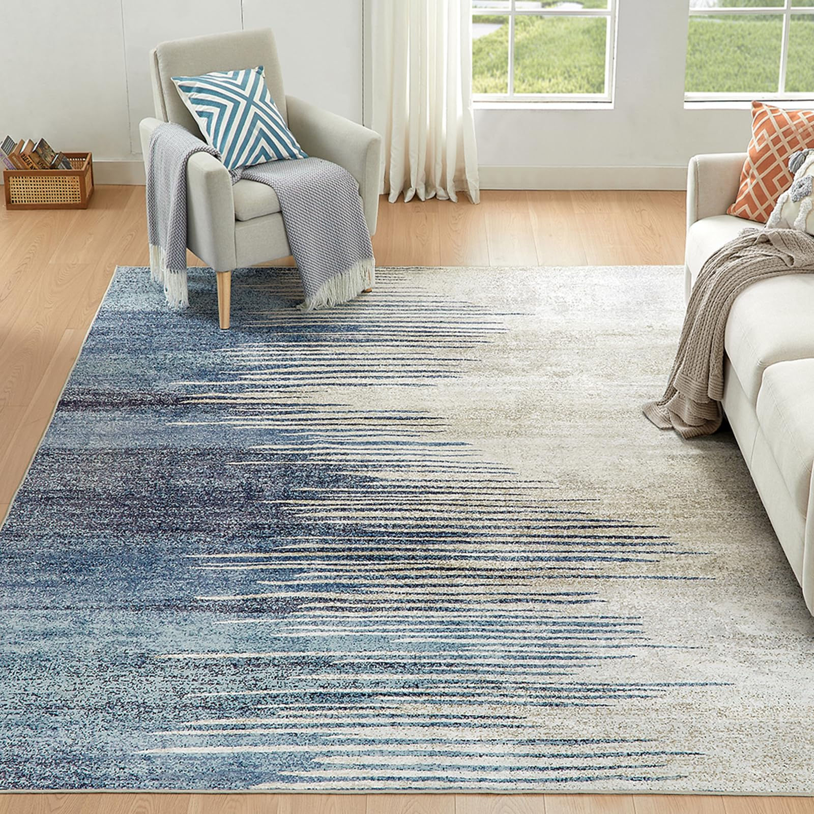 VK·LIVING Washable Rug 6x9 Abstract Area Rug Thin Living Room Rug for High Traff