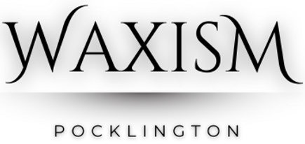 Logo with the text "Waxism Pocklington" in stylized black font on a white background.