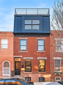 exterior facade of recently remodeled 1118 McClellan street in Passyunk Square, Philadelphia. 
