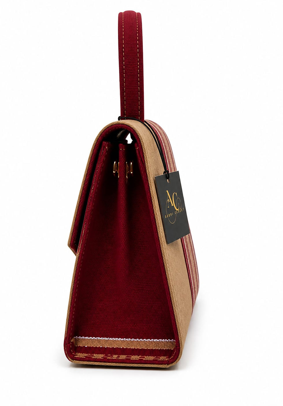 Thumbnail: Kou Handbag - Beige/ Burgundy 