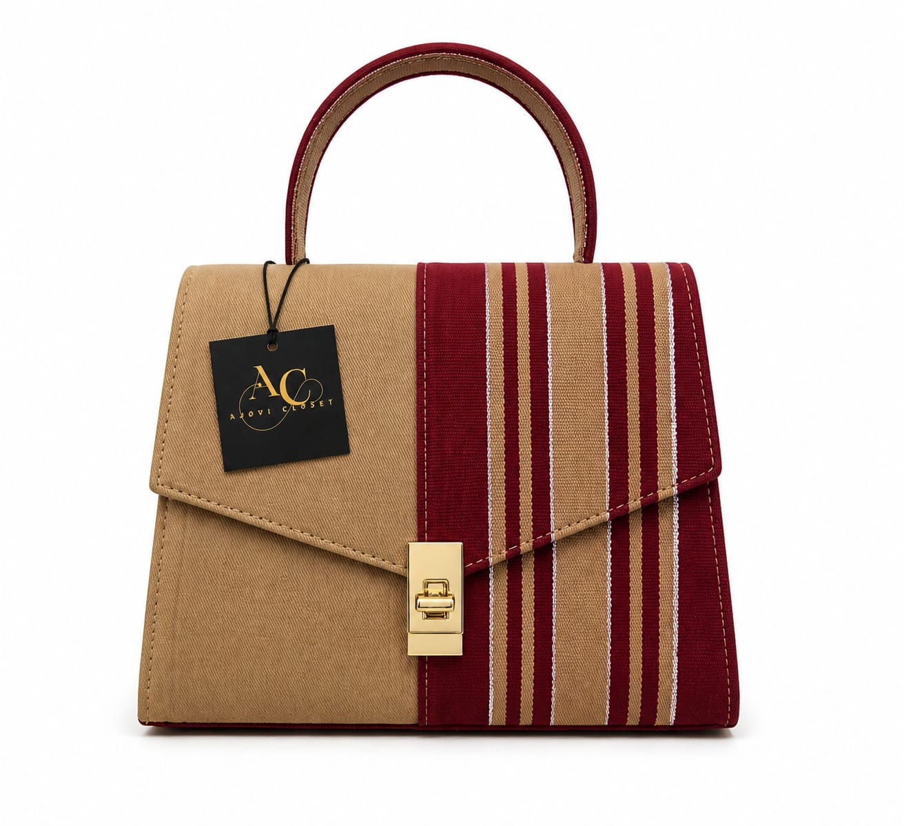 Kou Handbag - Beige/ Burgundy