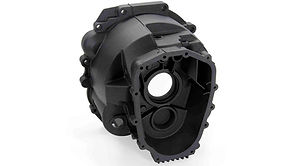 Tempus 3D Nylon PA12 3D printing services using HP Multi Jet Fusion – strong, detailed black industrial component.