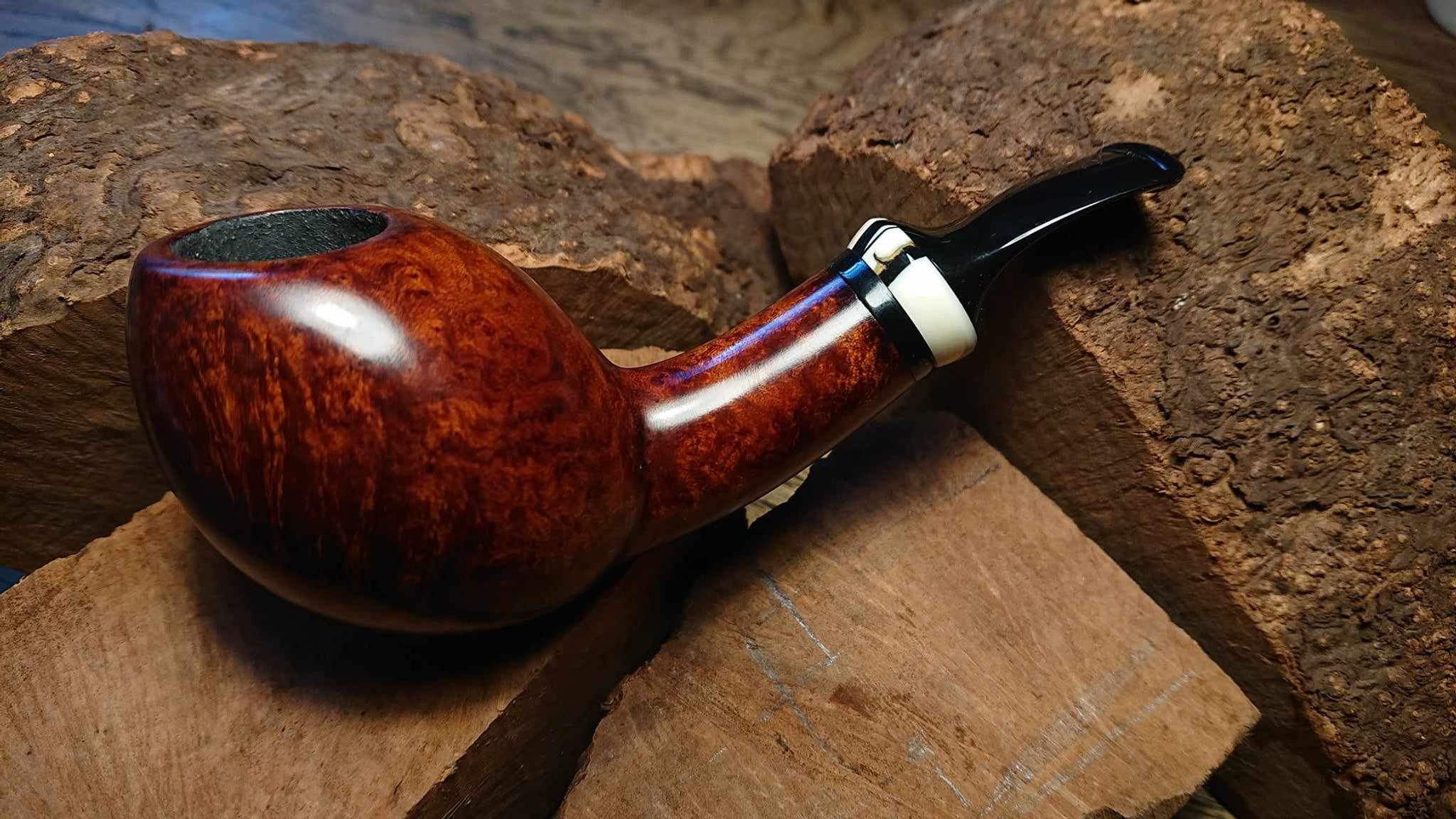 Ice Age Halfbent Egg 9mm Briar Pipe with Mammoth Tooth Band