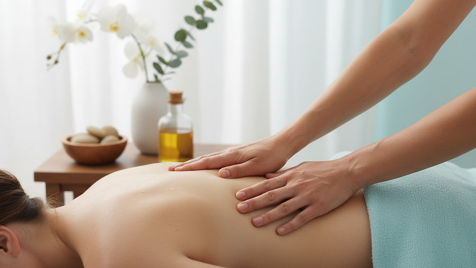 Close-up view of hands applying deep tissue massage on a person's back