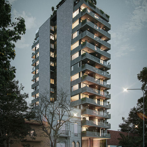 3D architectural exterior rendering, ideal for showcasing massing, materials, and urban context. Used by architecture studios, developers, and construction firms for competitions, presentations, and real estate marketing.