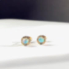 14k Opal & Diamond Studs