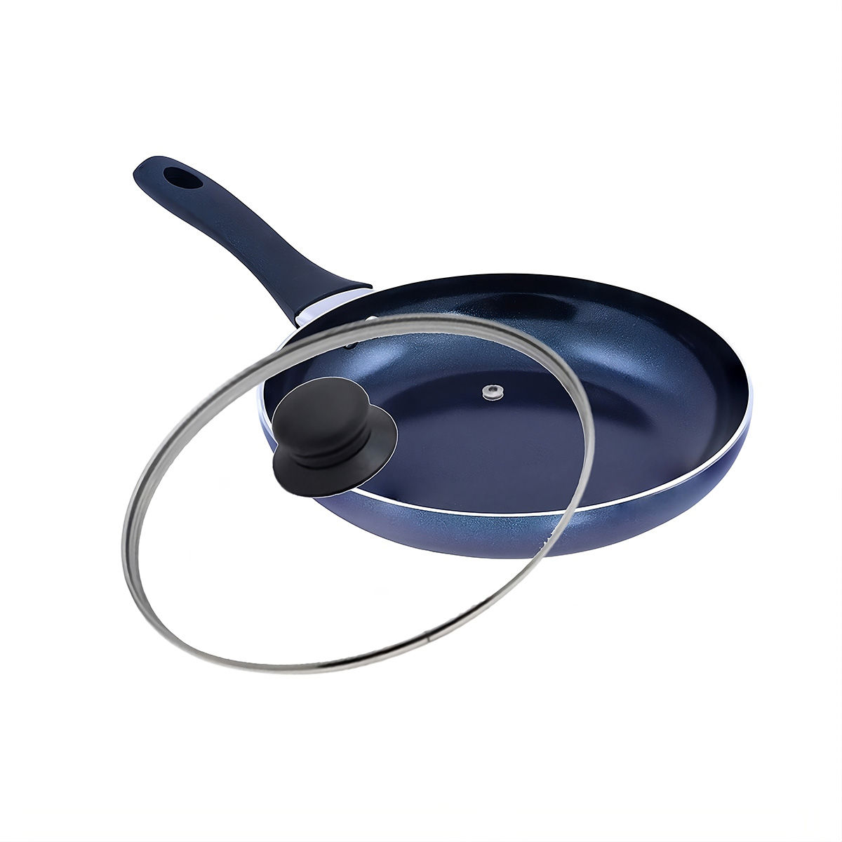 Sartén Antiadherente Zafiro 24cm+ Tapa Vidrio Templado Novum