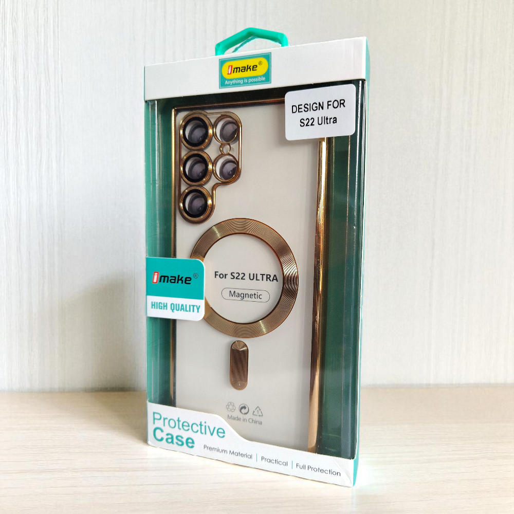 Samsung Galaxy S22 Ultra Mag Safe Case (Gold design) (Wireless charging support)